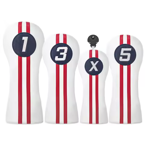 1/4pcs Vertical Double Bar Numbered Golf Club Head Covers - Scratch-Resistant, Impact Protection, El