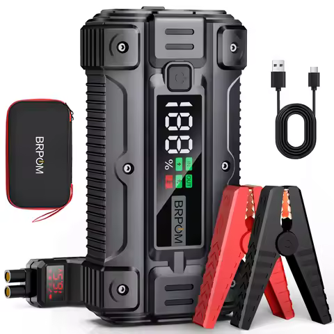 6000A Portable Car Jump Starter with LED Display, 26800mAh Battery Charger LED Display Feature, Port