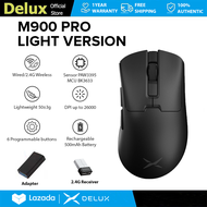 Delux M900 PRO รุ่น Light เมาส์สำหรับเล่นเกม PAW3395 26000DPI แบบมีสาย 2.4G ไร้สาย ชาร์จไฟได้ ตั้งโป