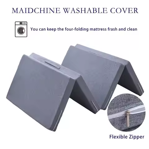 4 Fold Foldable Foam Mattress Portable Floor Tatami Nap Mat Single Guest Bed Office Nap Cushion Fold