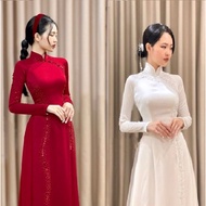 Bridal ao dai, engagement ao dai, modern wedding dress, wedding ao dai, high quality silk ao dai wit