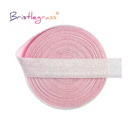 BRISTLEGRASS 2 5 10 Yard 5/8" 15mm Glitter Fold Over Elastics FOE Spandex Bands Webbing Tape Hair Ti