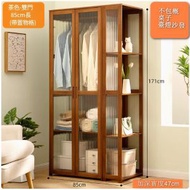 全城熱賣 - 實木衣櫃--臥室櫃，置物架【透明門-茶色】（加深寬度47cm）雙門85長x170高cmx1件（帶置物格）#H099100967