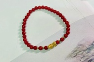 3mm天然紅珊瑚 999足金貔貅小銀珠設計單圈手串s
