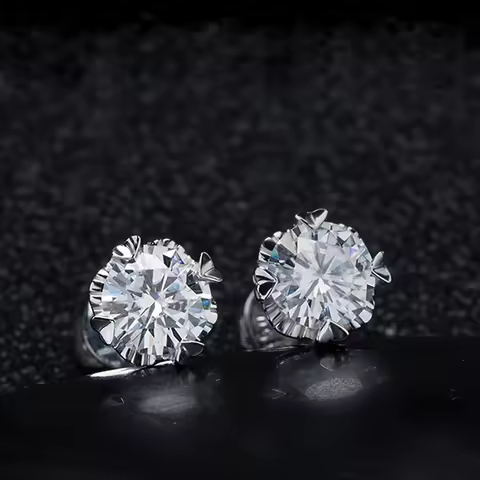 AEAW 0.5 Carat 1ctw CVD HPHT Lab Grown Diamond Stud Earrings for Women Solid 14k White Gold DE color
