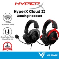 Alat dengar Gaming HyperX Cloud II Logam Pistol/Merah Mikrofon Jelas Untuk Komputer PC Desktop Lapto