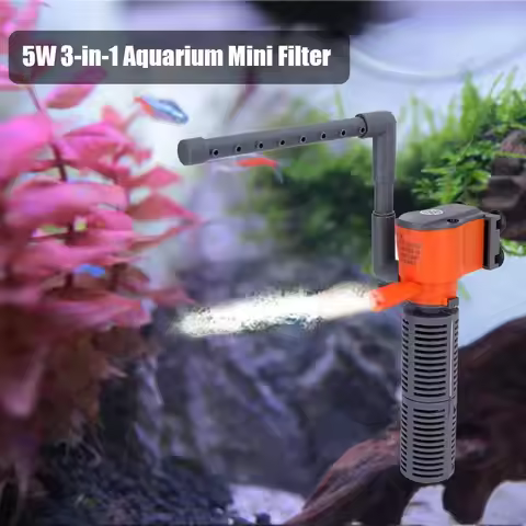 1Pcs Mini Fish Tank Filter AC220-240V 3-in-1 Water Pump 3W/5W Aquarium Submersible Oxygen Air Pump f
