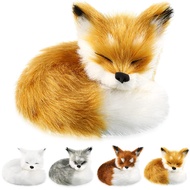 4 Pcs Stuffed Fox Plush Ornament Simulation Furry Fox Decorations Animals Plush Mini Squint Sleeping
