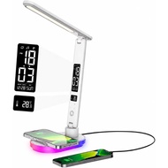 LED Desk Lamp with 10W QI Wireless Charging, Flexo Table Lamp with 3 Colors and 5 Brightness Levels 