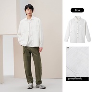 gxg.jeans | เสื้อเชิ้ตสีขาวแบบสบายๆ พร้อมปกปีกนก