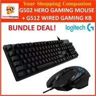 Logitech Bundle G502 Hero Wired Gaming Mouse G512 Wired RGB Gaming Keyboard Clicky Linear Tactile 2 Years SG Warranty