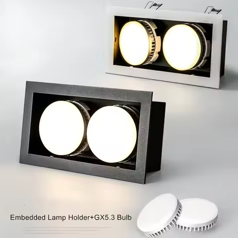 Square Angle Adjustable Recessed LED Downlight with Replaceable Gx53 LED Lamp 7W 9W 12W Spot Light f