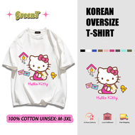 GreenT พร้อมส่ง🧸เสื้อยืดคอกลม ลายการ์ตูน สำหรับชายและหญิง oversize เสื้อโอเวอร์ไซส์เกาหลี