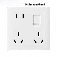 Bộ Công Tắc Ổ Cắm Điện Bull Wall Mounted 86 Type Double Control Five Hole Multi-Purpose Power Socket