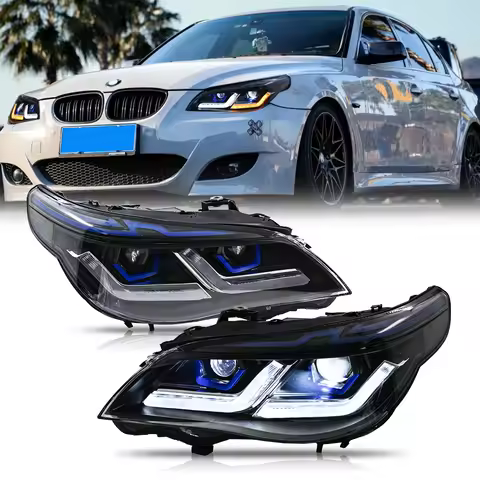 Clear lens LED Headlights for 2005-2010 BMW 5 Series E60 5th Gen Head Lamps Assembly DRL Start-Up An