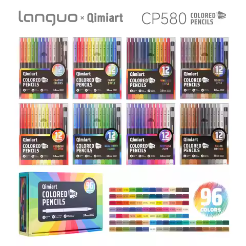Languo 12-96 Colors Painting Mechanical Pencil Set Press 3.0mm Soft Core Oil for Sketching Drawing C