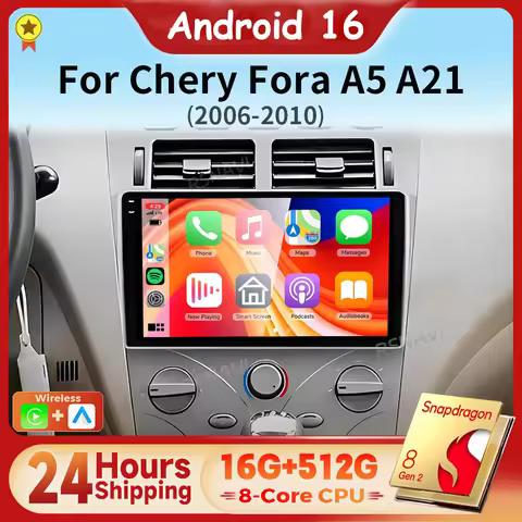 Android 16 Qualcomm Carplay Auto 2K Screen Car Radio Multimedia Player For Chery Fora A5 A21 2006 - 