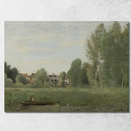 Surroundings Of Mantes Small Dwellings Hidden In The Trees Near The Water'S Edge Jean-Baptiste-Camil
