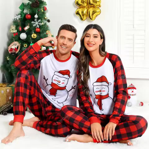 Couple Pajamas Adult Christmas Family Pajamas Merry Xmas Matching Sleepwear Santa Printed Outfits