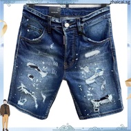 2025 Spring Summer DSQUARED2 Jeans Shorts D2 Cropped Pants Trendy Men Washed Frayed Patch Paint Slim