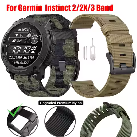 Rugged Nylon for Garmin Instinct 2/2X/3 Watch Band 45/50mm Durable Breathable Wristband for Instinct