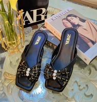 PROMO SANDAL ZARA JAPIT FLAT TWEET PITA JAPIT MUTIARA KEKINIAN KOREAN STYLE KODE B14AHZ