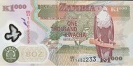 尚比亞-2011年1000克瓦查塑膠鈔