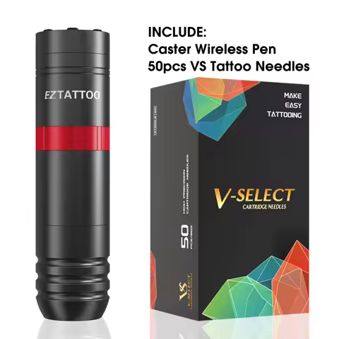 EZ Caster Wireless Tattoo Machine Pen 50 PCS MIX RL RM Cartridge Rotaty Battery Portable Power Pack 