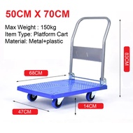 SUPER HEAVY DUTY Foldable Handle Platform Trolley 360° Rotation Wheel Hand Push Cart / Troli Letak B