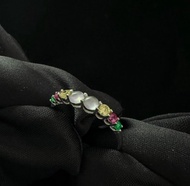 玲靛翡翠【春盛風漾】18K放光白翡翠珠寶戒指