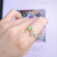 |仙氣星空藍紫木那綠|天然A貨翡翠純銀鍍18k金雙色隨形設計款戒指