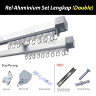 KKBS CURTAIN Traludy Rel Langsir Aluminium Double (Traludy Aluminium Curtain Rail/ Track Double)