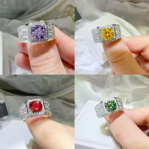 Gentleman Style Luxury Colored Diamond Ring For Men 2ct Moissanite PT950 Platinum | Unique colored d