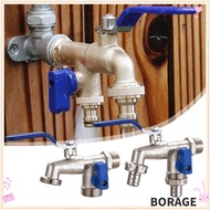 BORAG Water Faucet, Hose Irrigation Tap Joint Water Splitter Connector, Durable Double Head 1/2'' 3/4'' Metal Valve Switch IBC Tank
