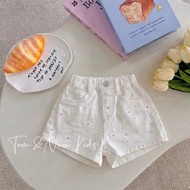 Q24-[tomnaukids] Basic Shorts with STONE for girls size 9-36Kg Seluar Jeans Budak Perempuan