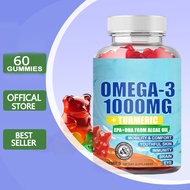 Omega-3 Gummies With Algae Omega DHA 1000mg & EPA 1000mg for Brain Development Boost Immunity