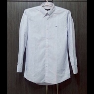 絕版BURBERRY 博柏利 BLACK LABEL 黑標 戰馬 男藍白條紋長袖襯衫39號