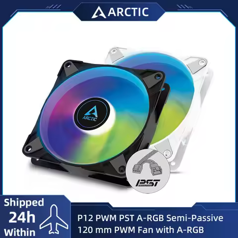 ARCTIC P12 PWM PST A-RGB 120mm PWM Case Fan Optimized for Static Pressure, Semi-Passive: 200–2000 RP