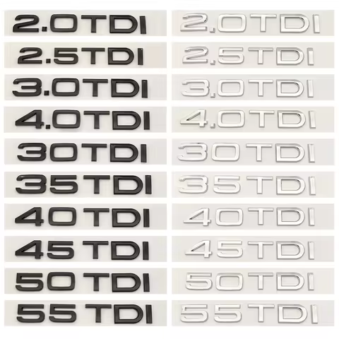 3D ABS Letters 2.0TDI 2.5TDI 3.0TDI 35TDI 40TDI 45TDI 50TDI Emblem for Audi A1 A3 A4 A5 A6 A7 A8 Q2 