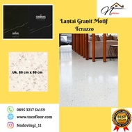 Lantai Granit Motif Terazzo Warna Putih Ukuran 80 cm x 80 cm