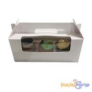 【SG SELLER🇸🇬】Cup Cake Box / Log Cake Box w Handle (White Colour with Gloss Lamination)