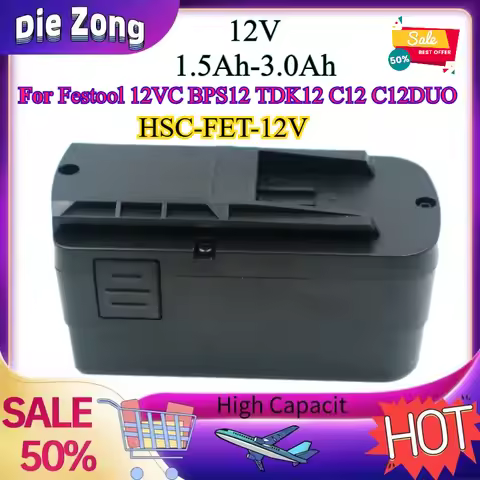 12V 1.5Ah-3.0Ah New In Stock Rechargeable Battery for Festool 12VC BPS12 TDK12 C12 C12DUO Ni-MH Elec