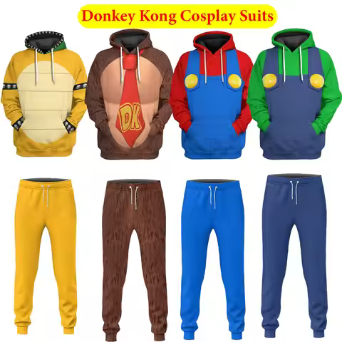 Donkey Cosplay Kong Costume Hoodie Pants Peach Movie Princess Suit 3D Printed Hooded Sweatshirt Hall