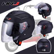 ▼HNJ Helmet Motor Half Double Visor Safety Motorcycle Murah Open Face✮
