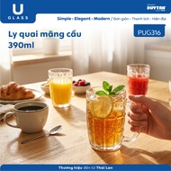 Set of 6 390ml U Glass Glass cups with custard-apple handle - PUG316, high quality Glass