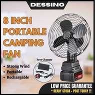 DESSINO 2988VF 8" Portable Camping Fan - 3000mAh Cordless Rechargeable Mini Fan for Home & Outdoor U