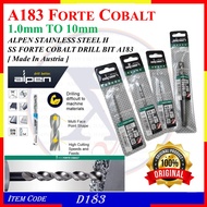 D183 (1.0mm - 10mm) ALPEN STAINLESS STEEL HSS FORTE COBALT DRILL BIT A183 Made in Austria