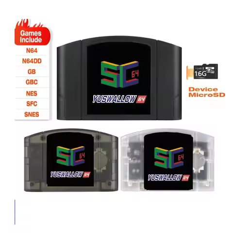 Yuswallow SC64Summer N64 SC64 Open Source N64DD Flash TF/SD Cart SC64 GBC SNES 64DD 5000-in1 Retro V