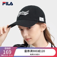 FILA 斐乐官方情侣款棒球帽2023冬季新款女帽运动帽鸭舌帽子男帽 正黑色-BK XS