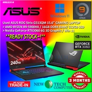 #RG331 USED ASUS ROG Gaming Laptop G513QM AMD R9 RYZEN 9-5900HX 16GBD4 512GB SSD NVIDIA RTX3060 RTX 